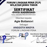 Sertifikat anggota madya FLP Agie Botianovi