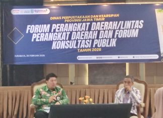 FLP Jatim Hadiri Forum Konsultasi Publik Disperpusip Jawa Timur 2026 forum perangkat daerah